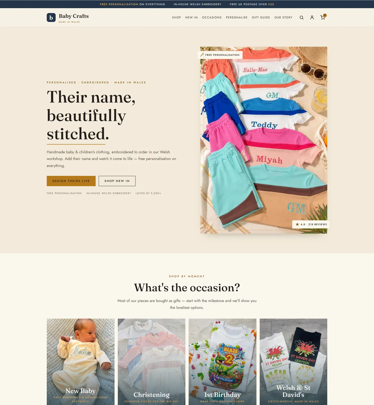 Baby Crafts concept preview — AI product personalisation