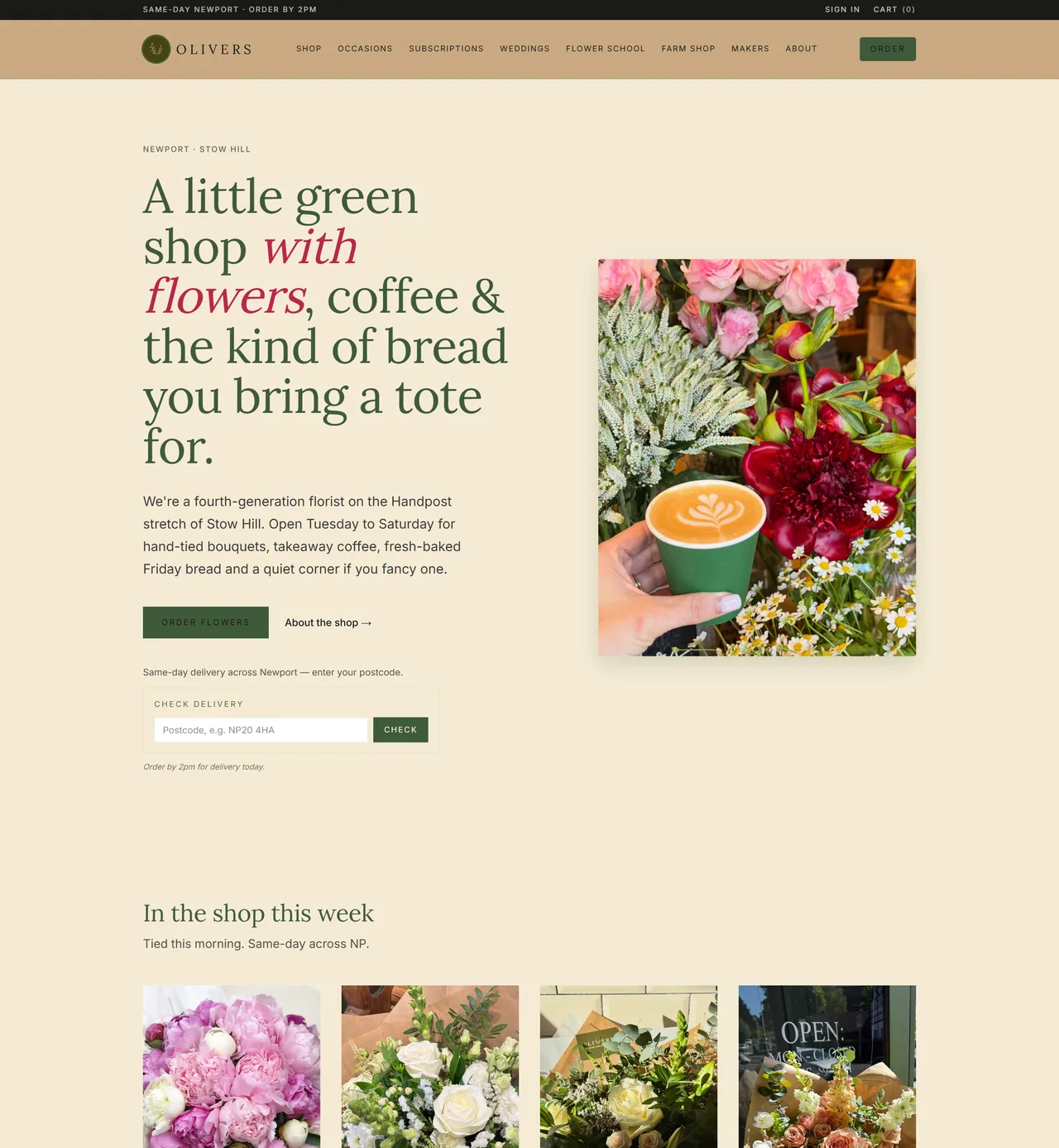 Olivers florist storefront — Shopify to owned-infrastructure rebuild