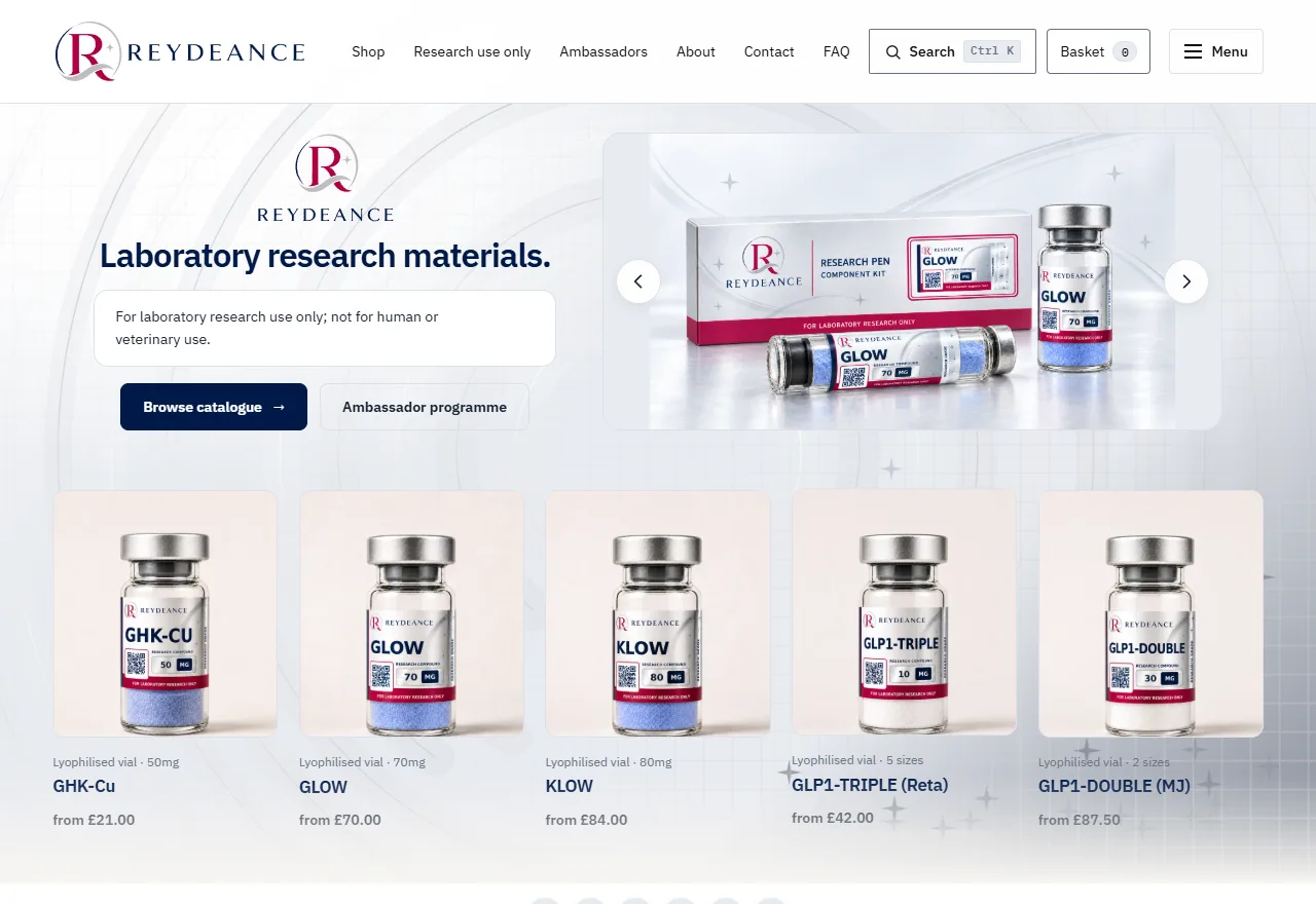 Reydeance storefront home page